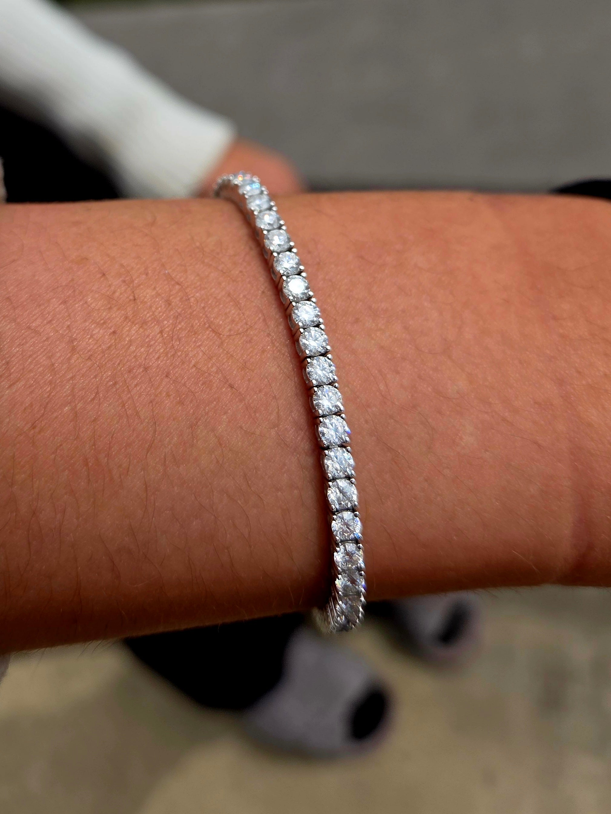 Silver,  White Gold Plated Moissanite Chain.