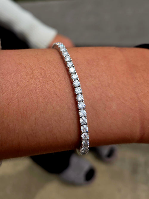 Silver,  White Gold Plated Moissanite Chain.