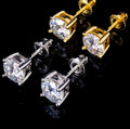 Moissanite Stud Earrings 18K White Gold Plated 925 Sterling Silver Men Women