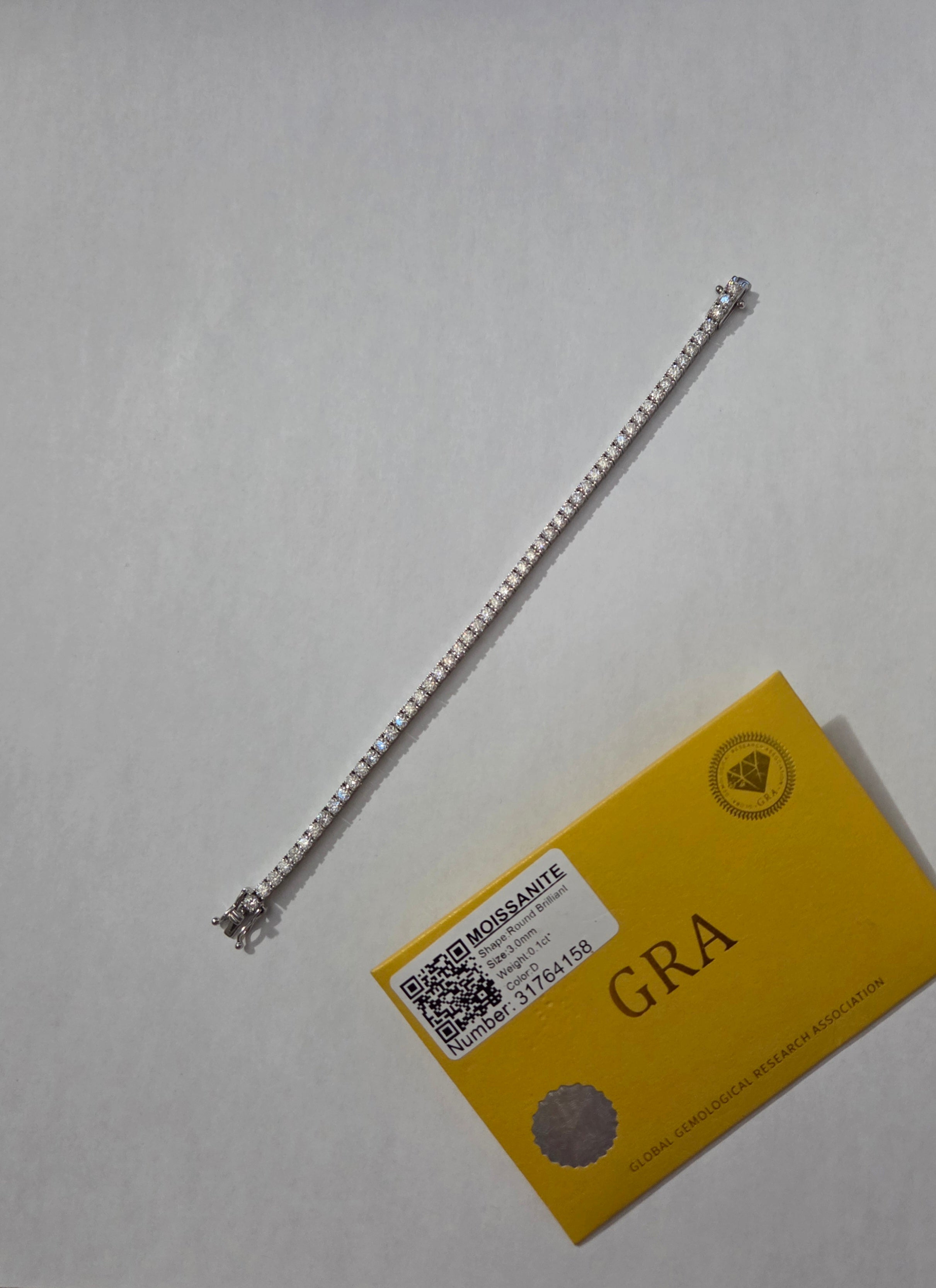 Silver,  White Gold Plated Moissanite Chain.